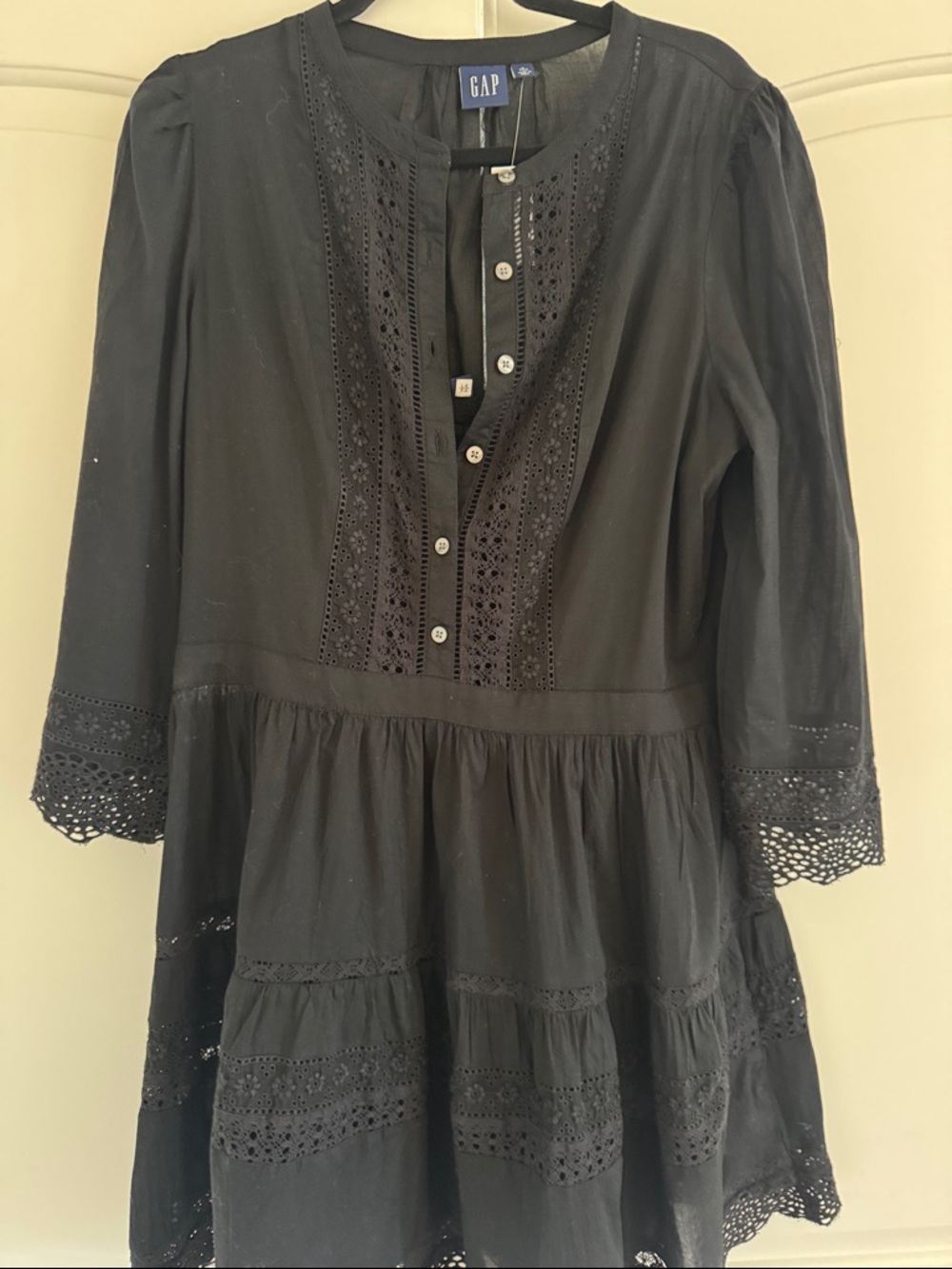 GAP Black Lace-Trim Mini Dress